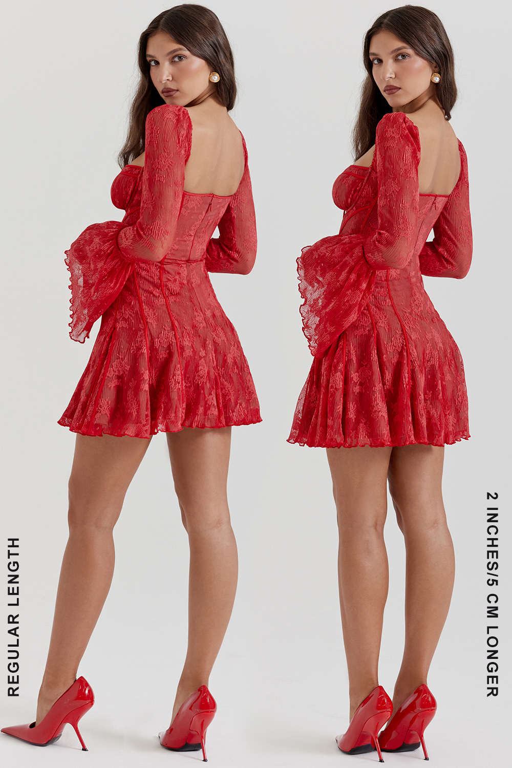 Clothing : Mini Dresses : 'Analissa' Scarlet Lace Corset Dress
