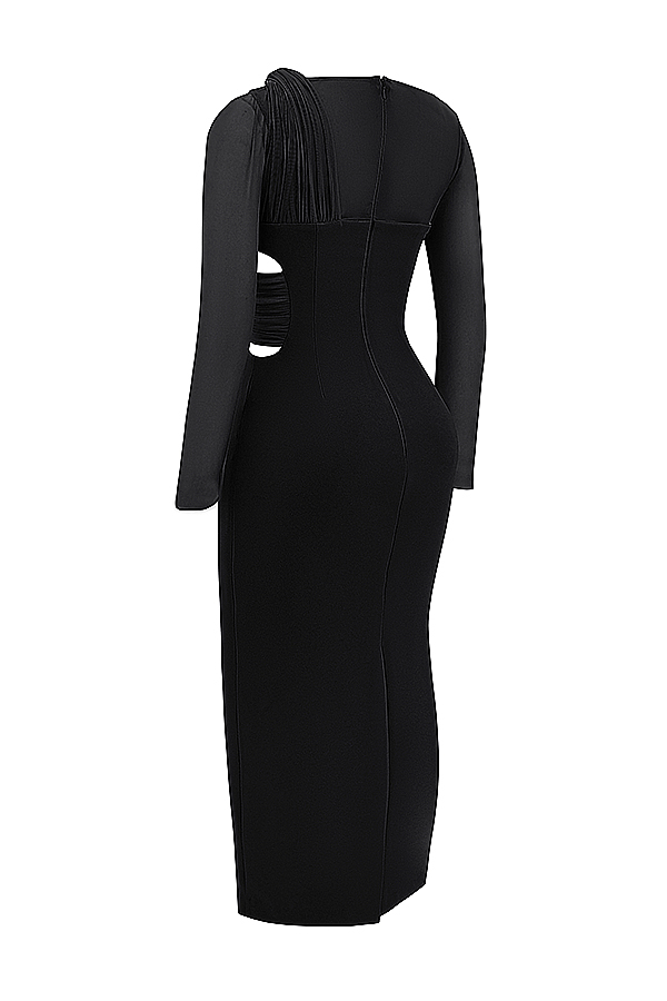 Clothing : Maxi Dresses : 'Zahra' Black Plunge Maxi Dress