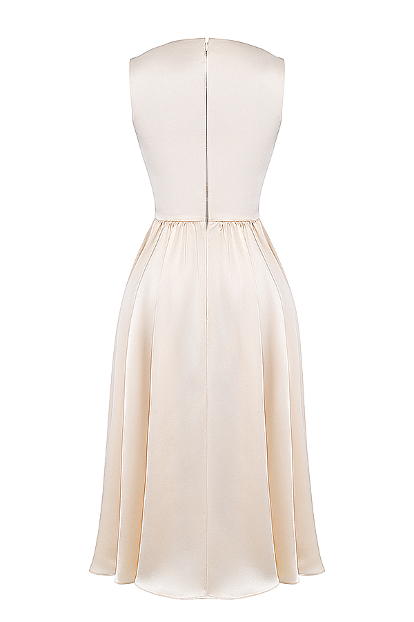 Clothing : Midi Dresses : 'Shayla' Vintage Cream Midi Dress