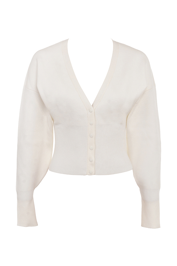 Clothing : Tops : 'Noor' Off White Knitted Cardigan