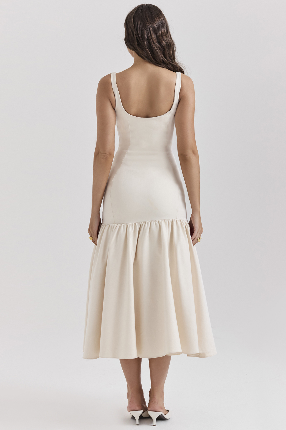 Clothing : Midi Dresses : 'Amore' Vintage Cream Midi Dress