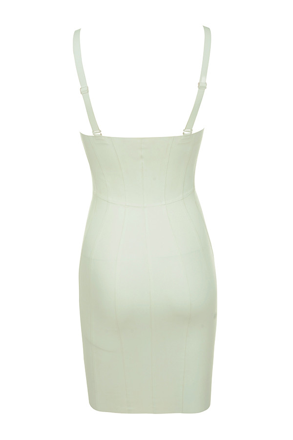 Clothing : Bodycon Dresses : 'Lexii' Off White Bustier Latex Dress