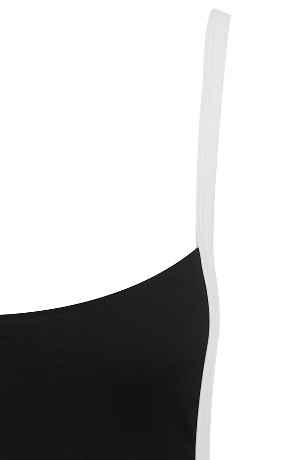 Clothing : Swimwear : 'Rialto' Black & White Low Back Swimsuit