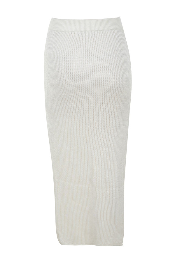 Clothing : Skirts : 'Fernanda' Off White Soft Ribbed Maxi Skirt