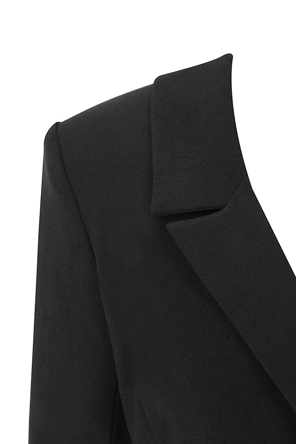 Clothing : Jackets : 'Febe' Black Crepe One Sleeved Tuxedo Dress
