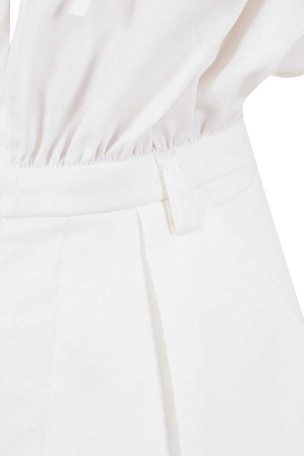 Clothing : Jumpsuits : 'Arora' White Blouson Playsuit