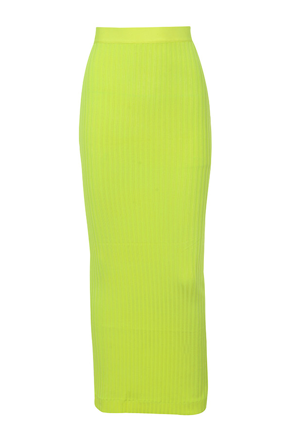 Clothing : Skirts : 'Eve' Neon Lime Bandage Rib Maxi Skirt