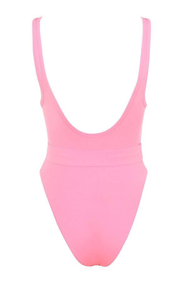 Clothing : Swimwear : 'Wayfarer' Pink Low Scoop One Piece Swimsuit