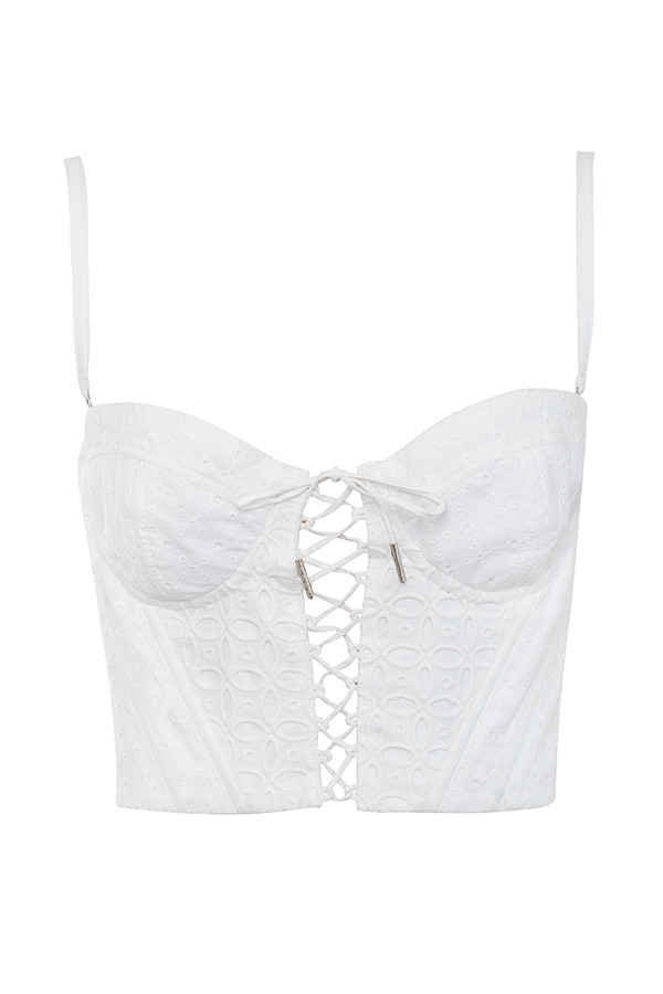 Clothing : Tops : 'Belle' White Broderie Anglais Corset