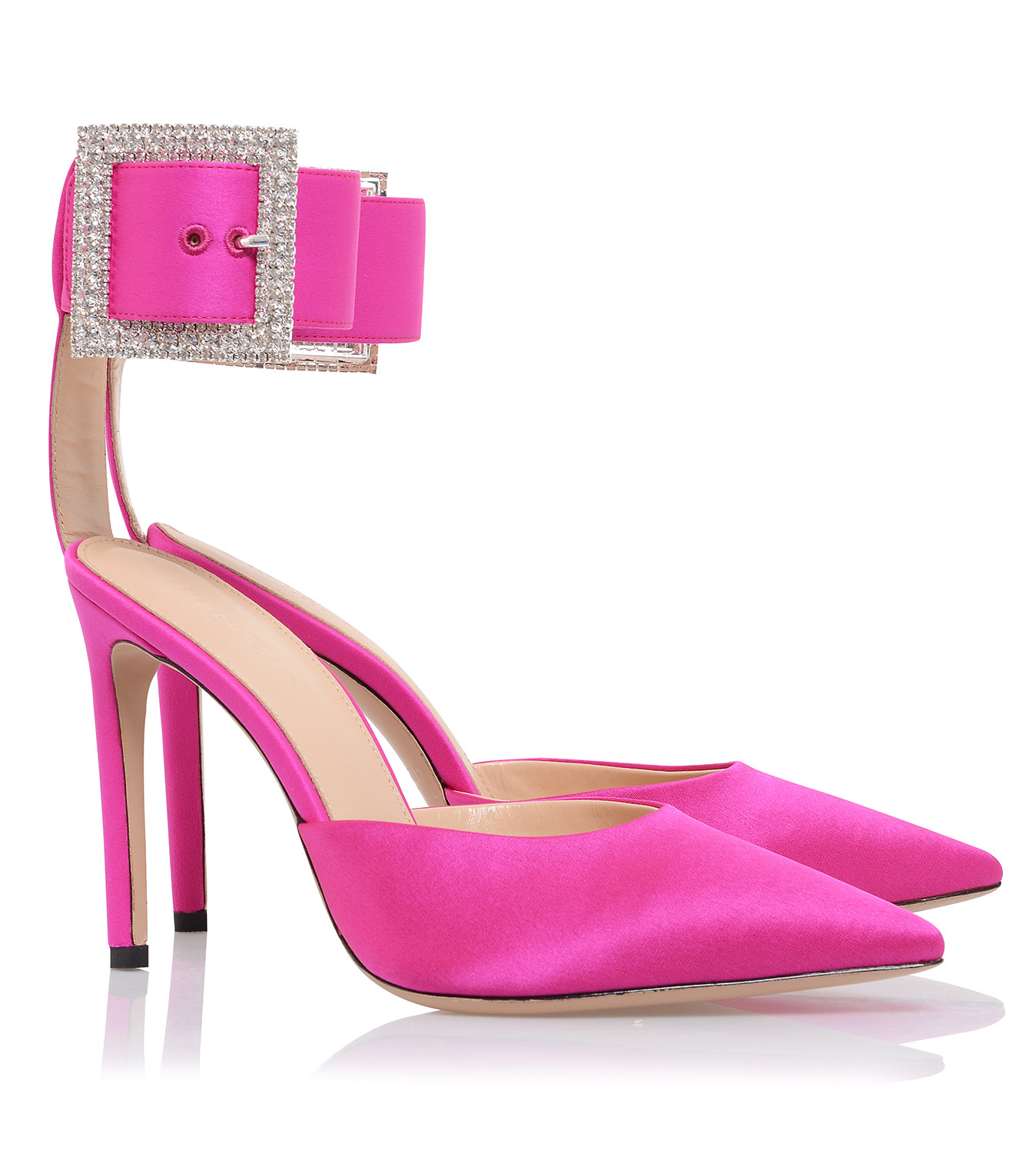 Shoes : 'Krista' Pink Crystal Buckle Pumps