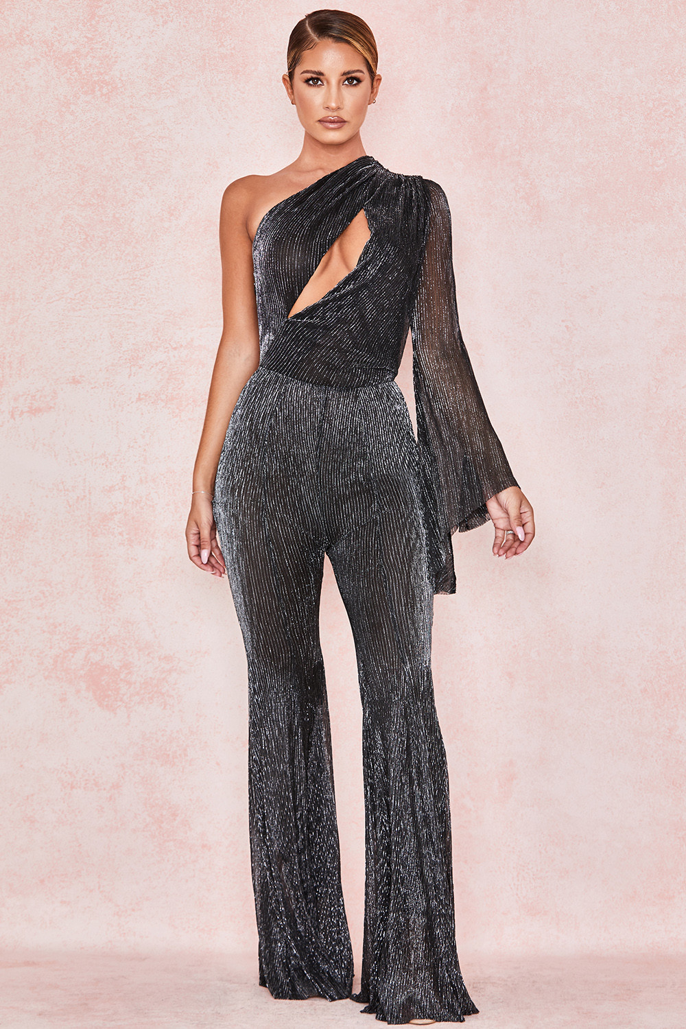 Clothing : Jumpsuits : 'Yerina' Luxurious Micropleat Jumpsuit