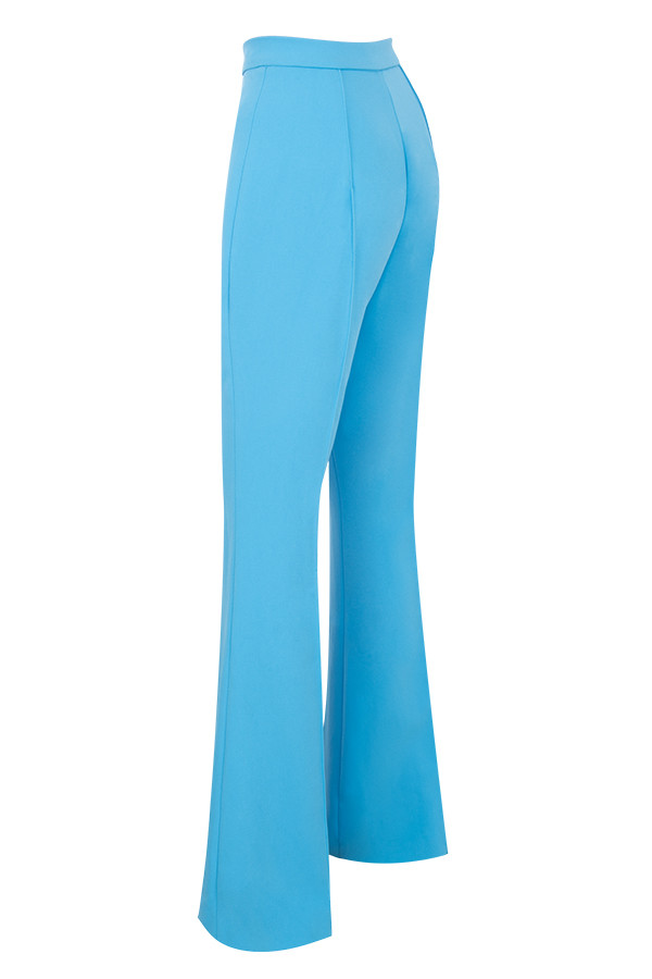 Clothing : Trousers : 'Erika' Blue Crepe Flared Trousers
