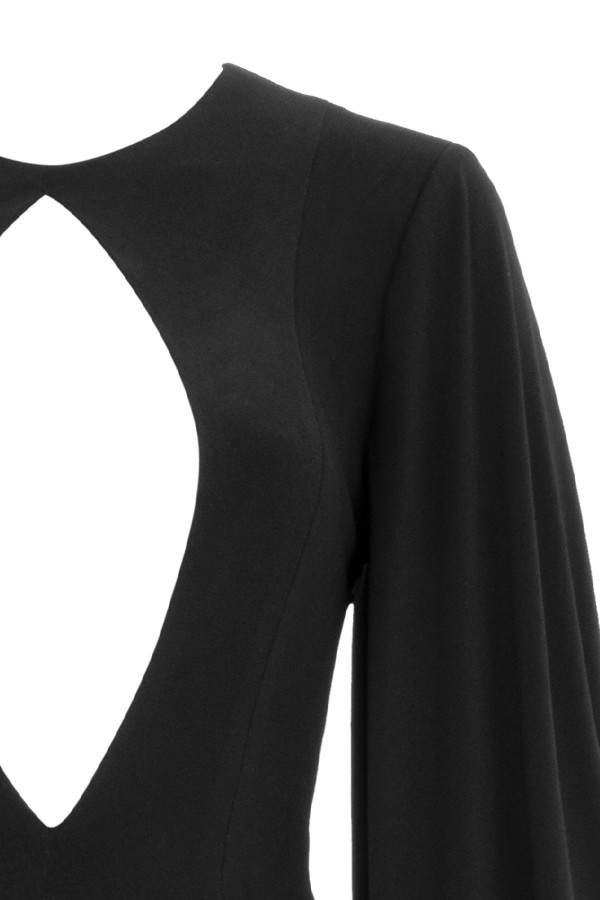 Clothing : Max Dresses : 'Marciella' Black Backless Balloon Sleeve Maxi ...