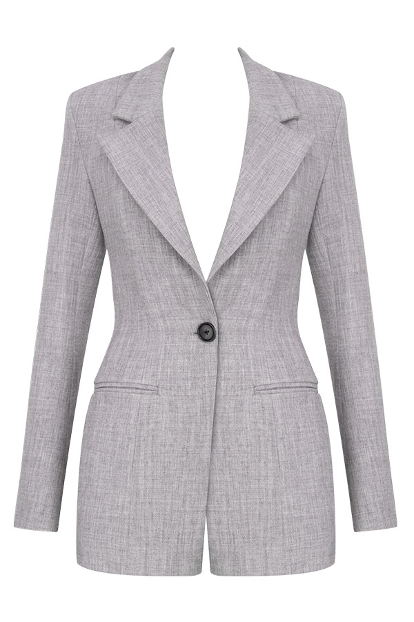 Clothing : Jackets : 'Roseau' Grey Open Back Tailored Jacket