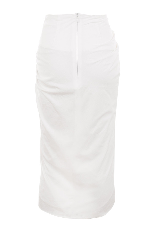 Clothing : Skirts : 'Madeline' White Linen Mix Draped Skirt