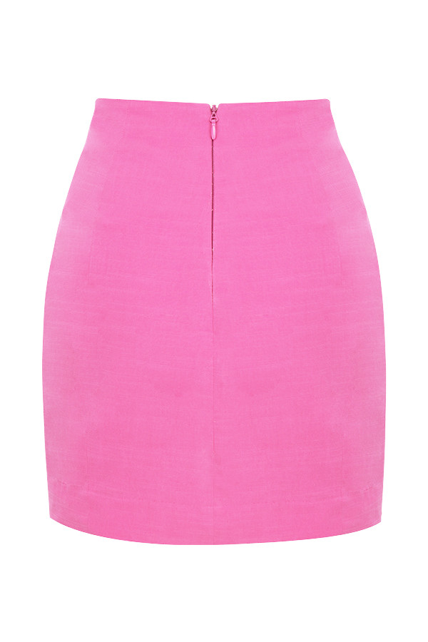 Clothing : Skirts : 'Sadie' Pink Linen Mini Skirt