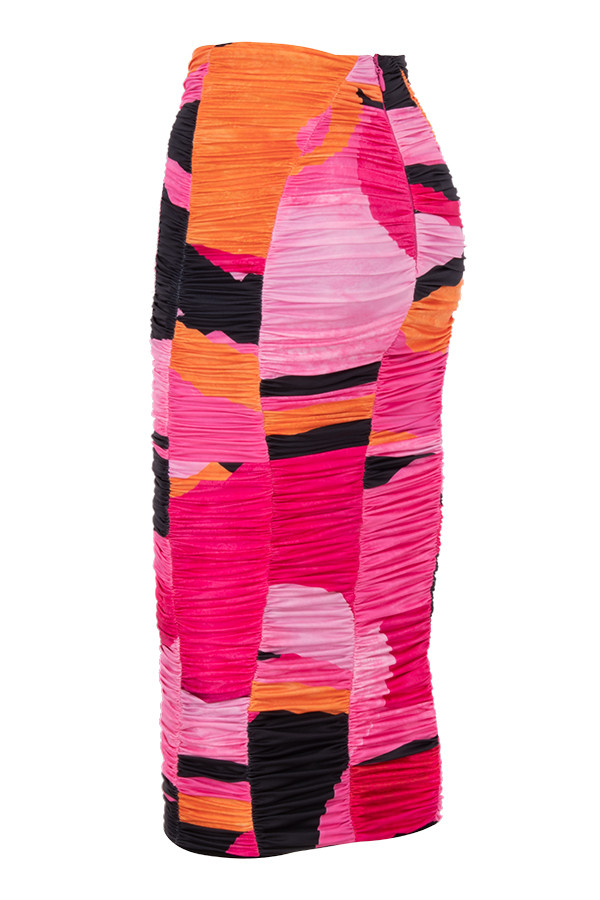 Clothing : Skirts : 'Nolene' Multicolour Ruched Midi Skirt