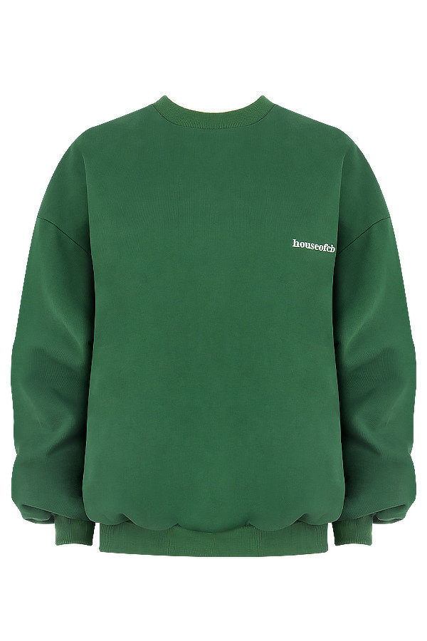 Clothing : Tops : 'Tommy' Green Oversized Crewneck Sweatshirt