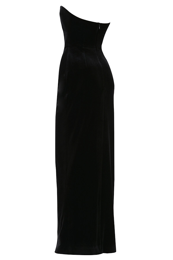 Clothing : Max Dresses : 'Mariella' Black Velvet Strapless Maxi Gown