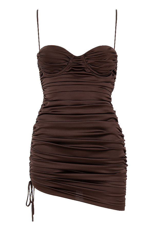 Clothing : Mini Dresses : Mistress Rocks 'Afterglow' Chocolate Ruched ...
