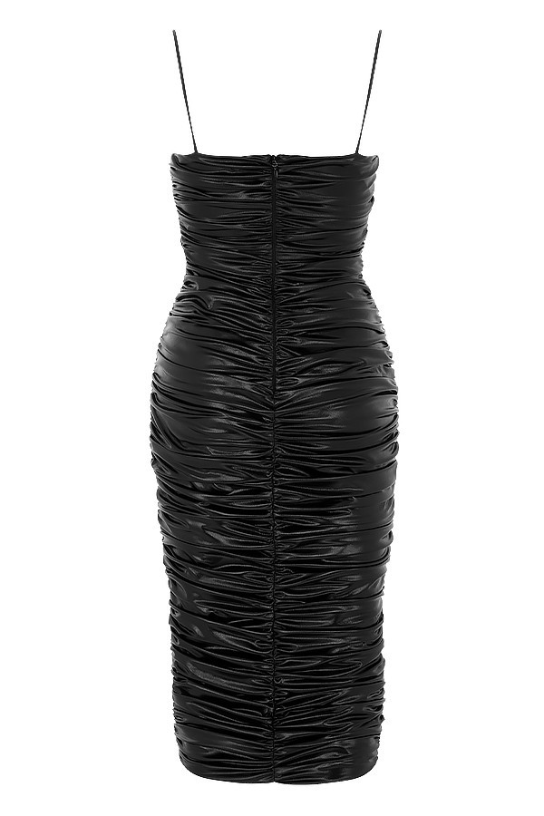 Clothing : Midi Dresses : 'High Life' Black Ruffle Midi Dress