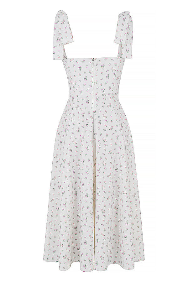 Clothing : Midi Dresses : 'Alicia' White Floral Midi Sundress