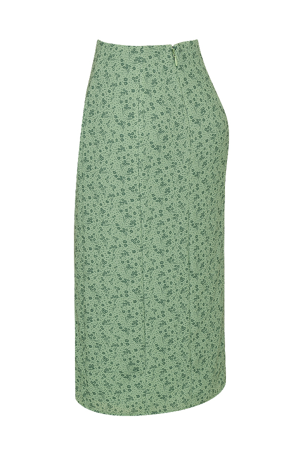 Clothing : Skirts : 'Heidi' Green Floral Thigh Split Midi Skirt