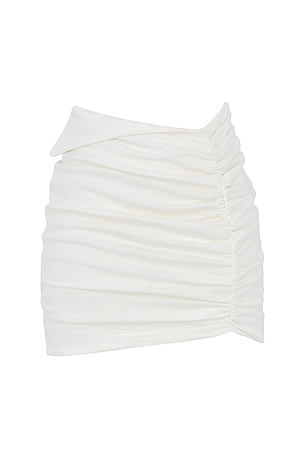Clothing : Skirts : 'Emmy' Off White Folded Waist Mini Skirt