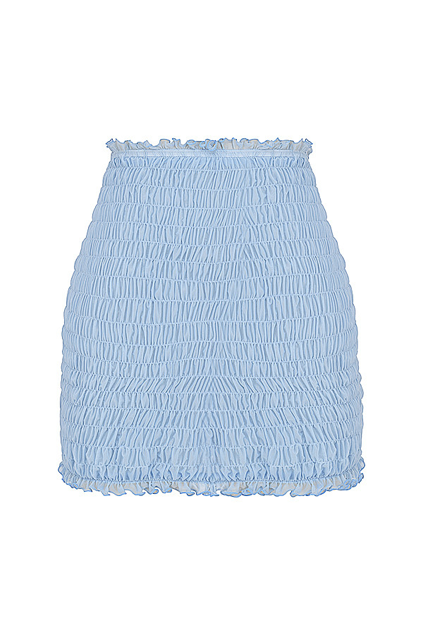 Clothing : Skirts : Mistress Rocks 'Smiles' Powder Blue Shirred Mini Skirt