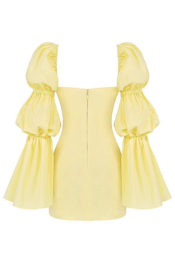 Clothing : Mini Dresses : Mistress Rocks 'Heartbeat' Lemon Lace Up Puff ...