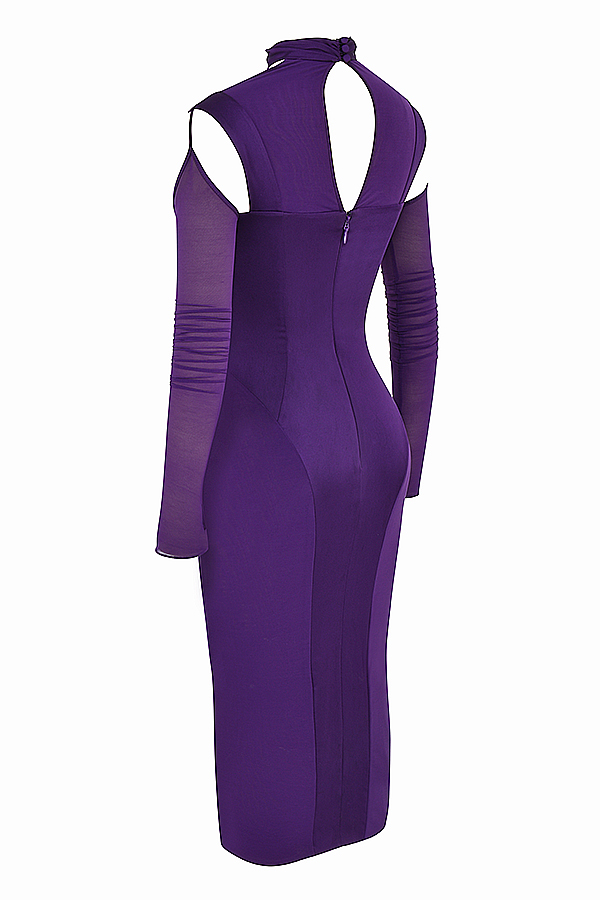 Clothing : Midi Dresses : 'Talika' Grape Corset Midi Dress