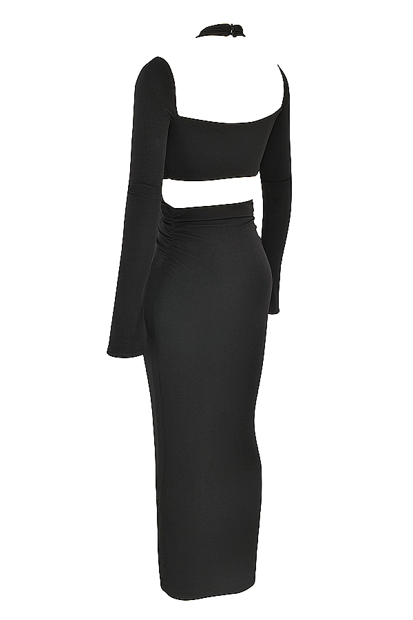 Clothing : Maxi Dresses : 'Serafina' Black Jersey Cutout Maxi Dress