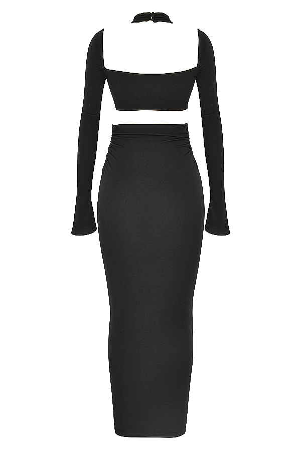Clothing : Maxi Dresses : 'Serafina' Black Jersey Cutout Maxi Dress