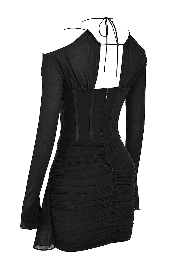 Clothing : Mini Dresses : 'Gianna' Silk Chiffon Corset Mini Dress