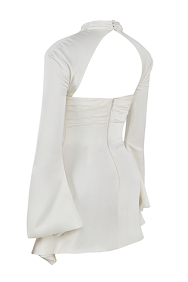 Clothing : Mini Dresses : 'Toira' Ivory Draped Corset Dress
