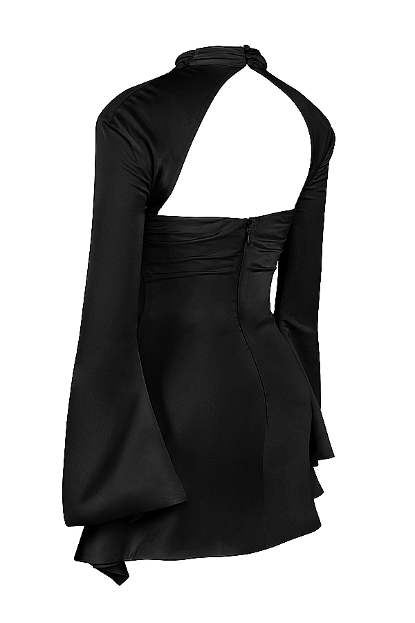 Clothing : Mini Dresses : 'Toira' Black Draped Corset Dress