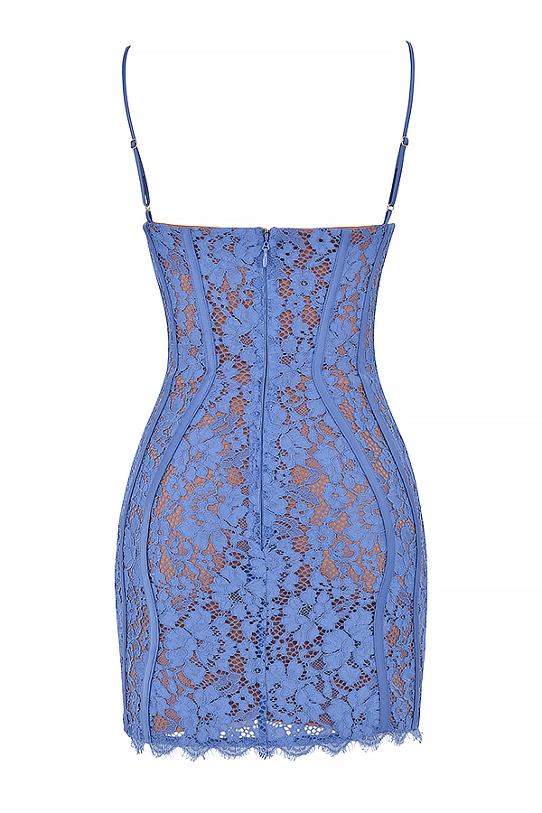 Clothing : Mini Dresses : 'Lala' Lavender Lace Mini Dress