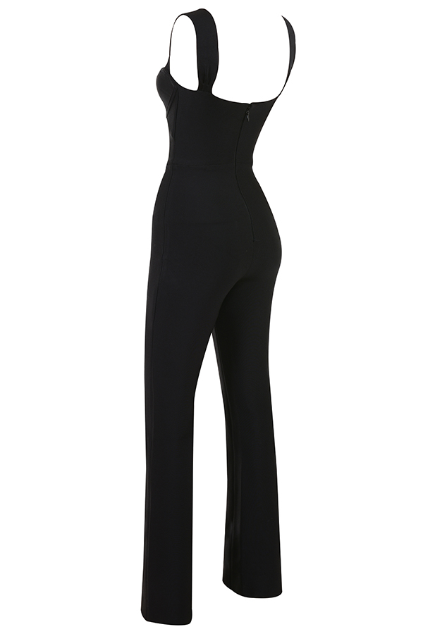 Clothing : Jumpsuits : 'Yasmeen' Black Bandage Jumpsuit
