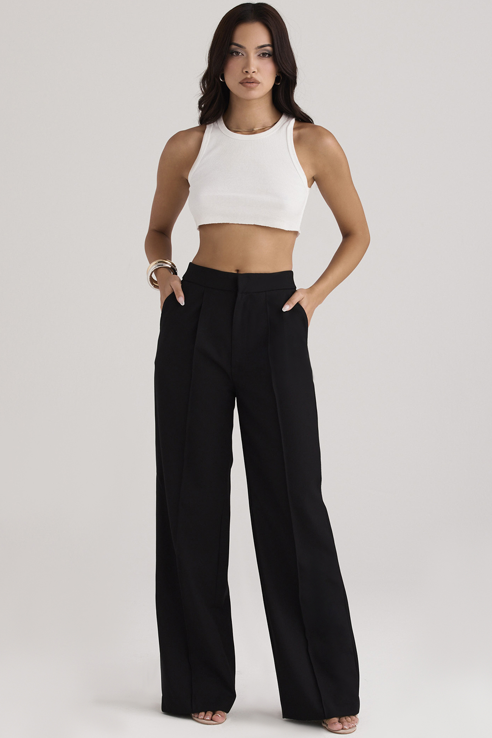 Clothing : Trousers : 'Alivia' Black Loose Fit Trousers
