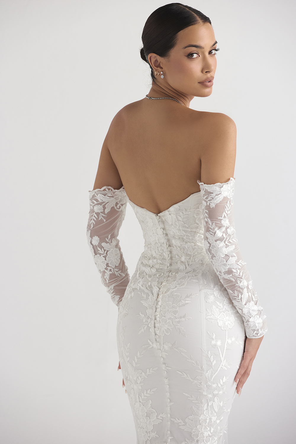Clothing : Bridal : 'Isabelle' White Lace Long Sleeve Wedding Gown