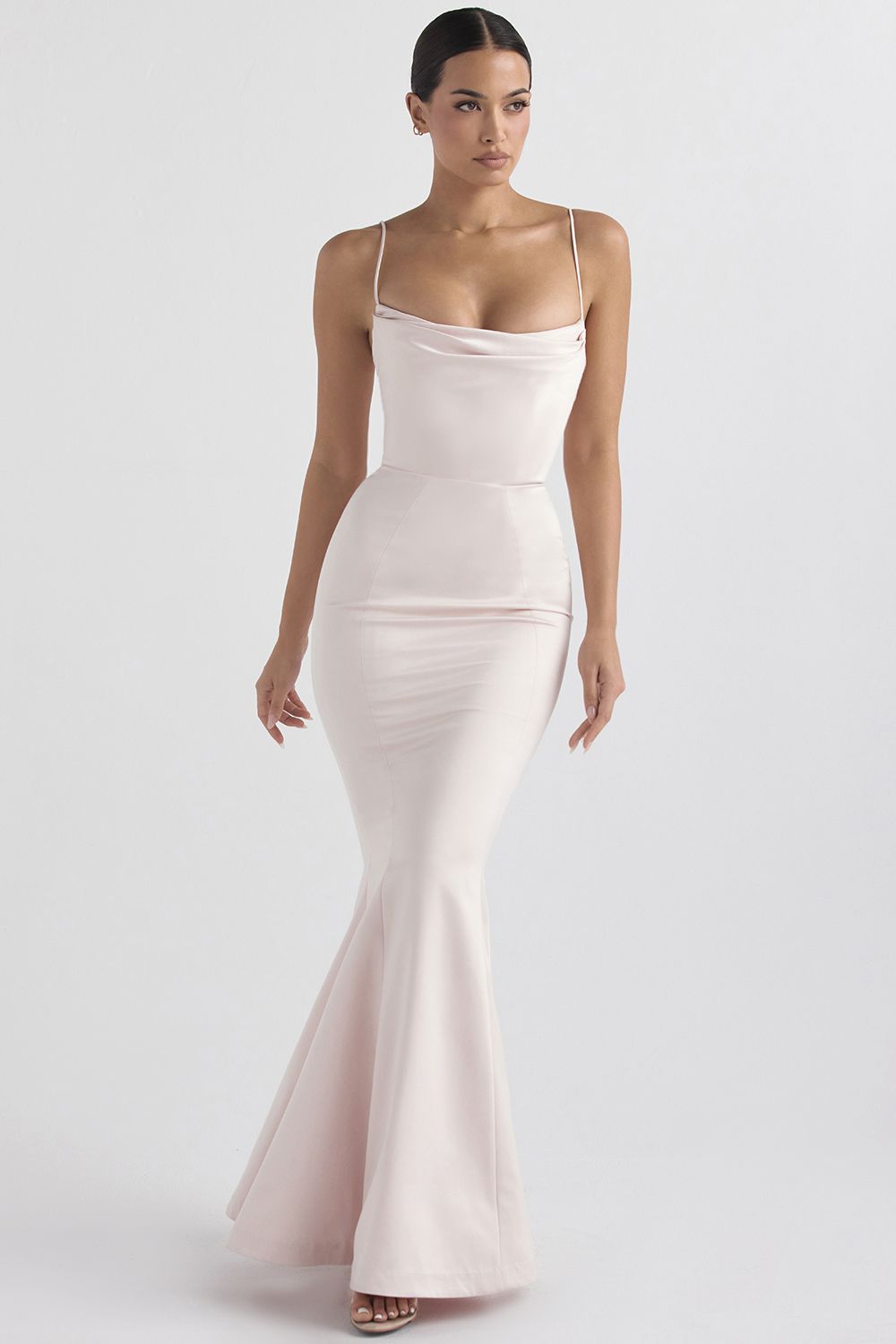 Clothing : Bridal : 'Violette' Blush Satin Fishtail Gown