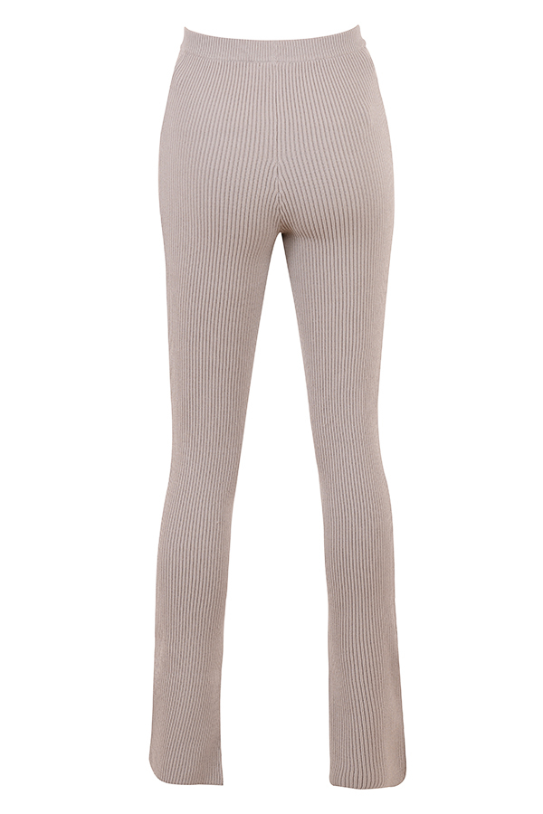 Clothing : Trousers : 'Mitzi' Taupe Ribbed Knit Leggings