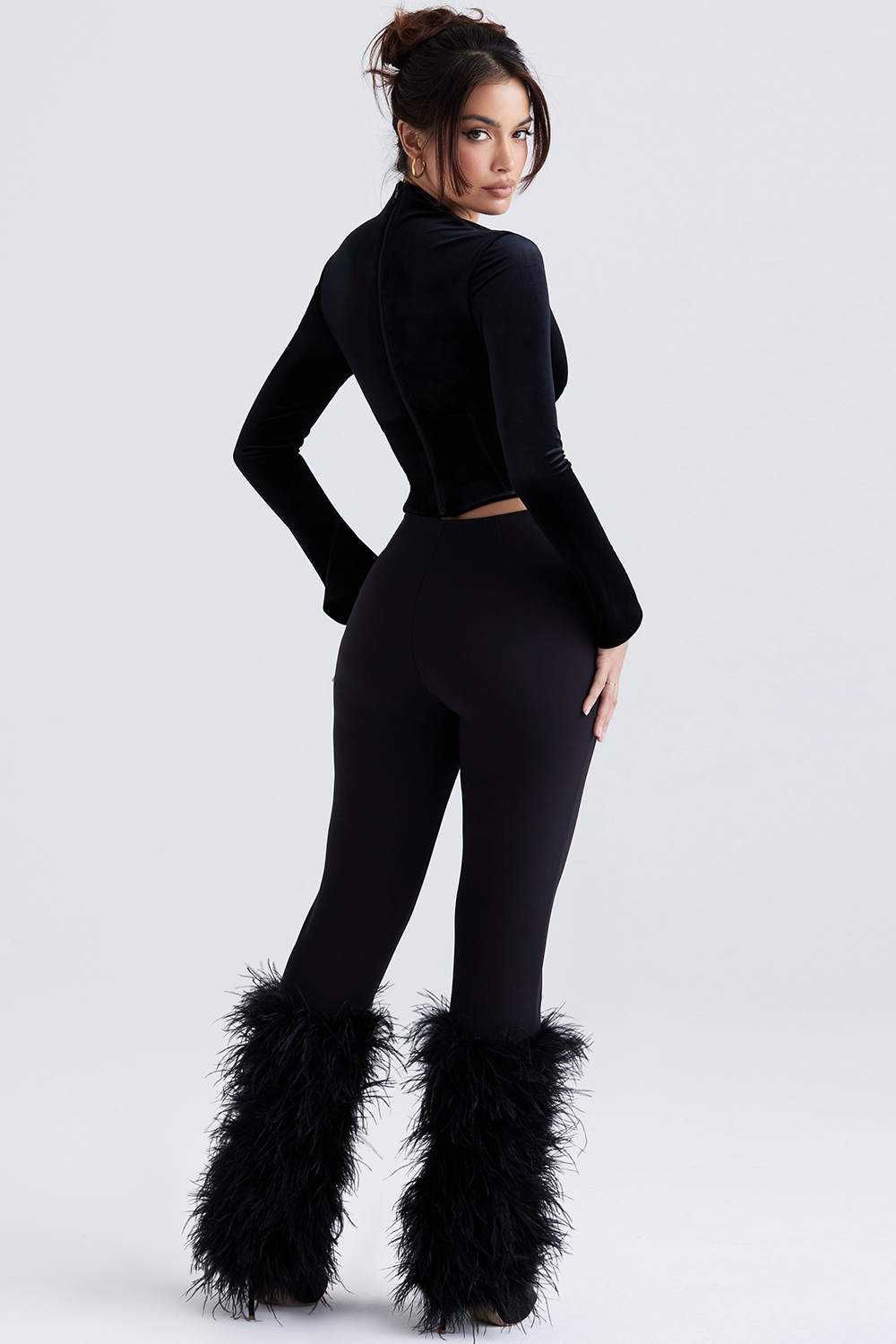 Clothing : Trousers : 'Nicolette' Black Trimmed Trousers