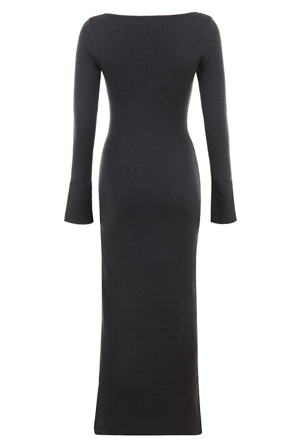 Clothing : Maxi Dresses : 'Tolani' Charcoal Cashmere Knit Maxi Dress