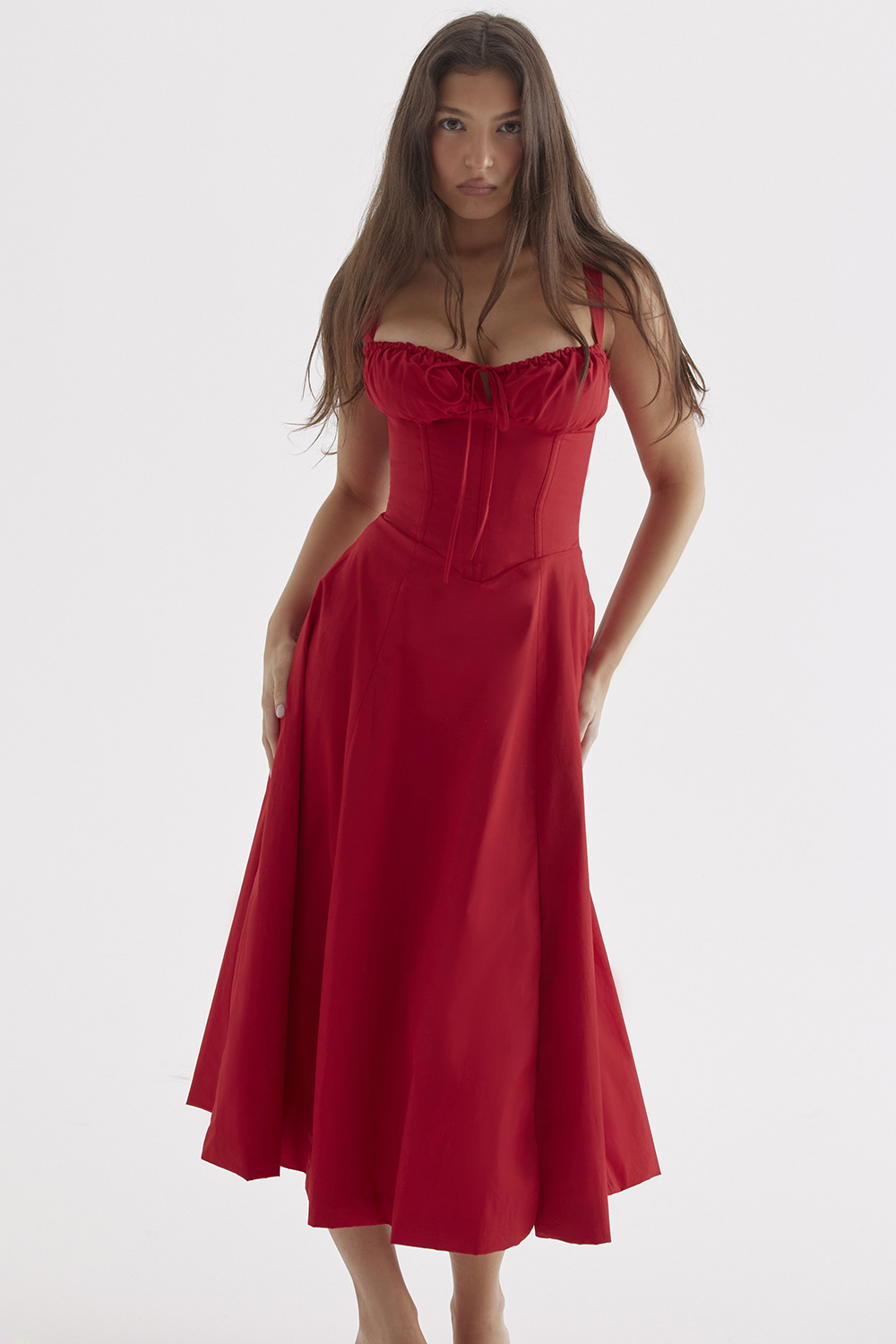 Clothing Midi Dresses Carmen Red Rose Bustier Sundress