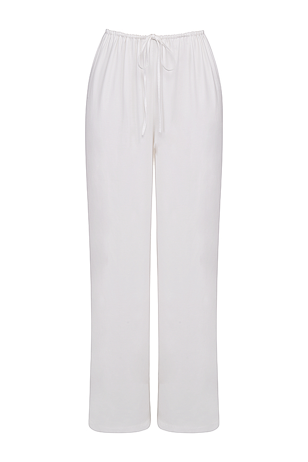 Clothing : Trousers : 'Cleo' Ivory Linen Mix Trousers