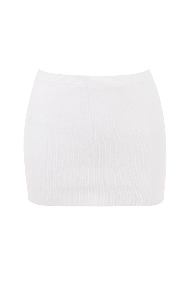 Clothing : Skirts : 'Mariella' White Knit Mini Skirt