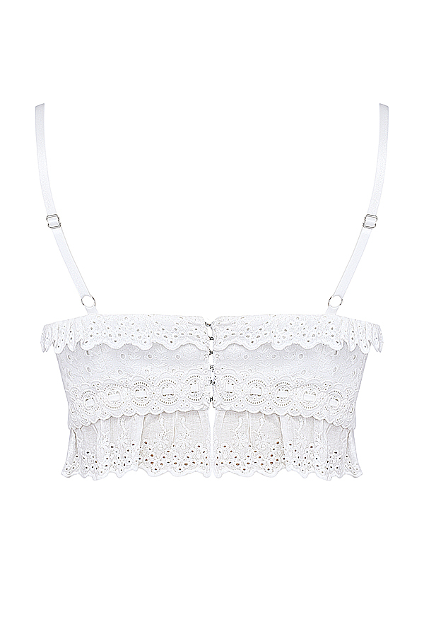 Clothing : Tops : 'Federica' White Broderie Bralette Top