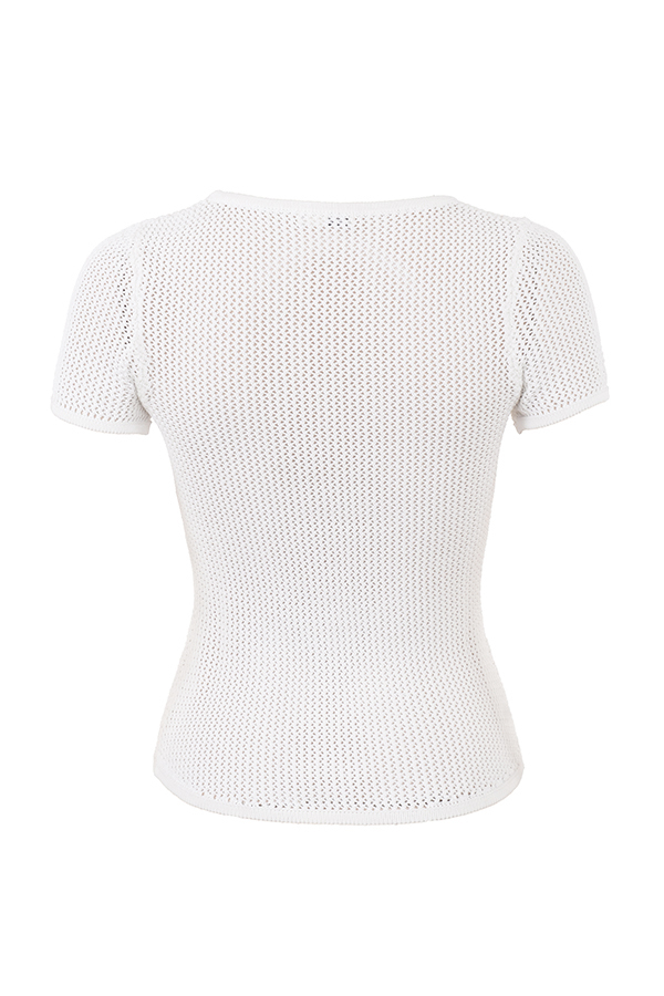 Clothing : Tops : 'Yves' White Knit Top