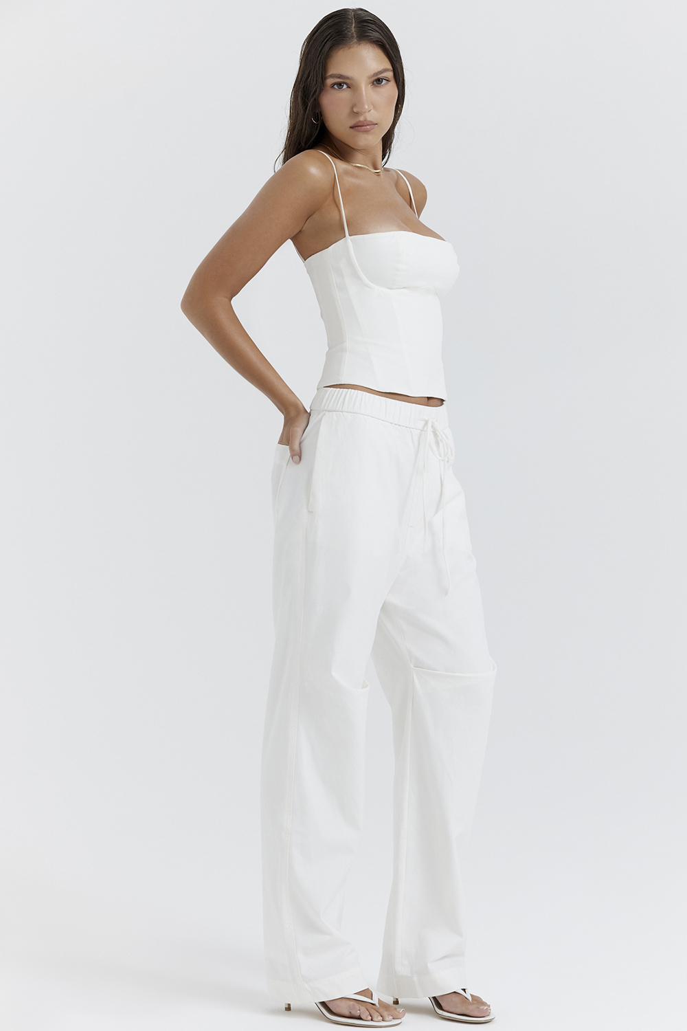 Clothing : Trousers : 'Luna' White Cargo Trousers